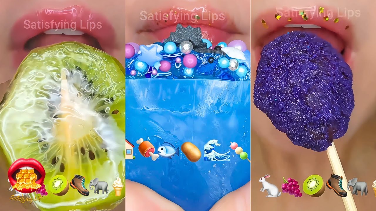 ASMR Satisfying Eating Emoji Food Challenge Honey Wax Candy
