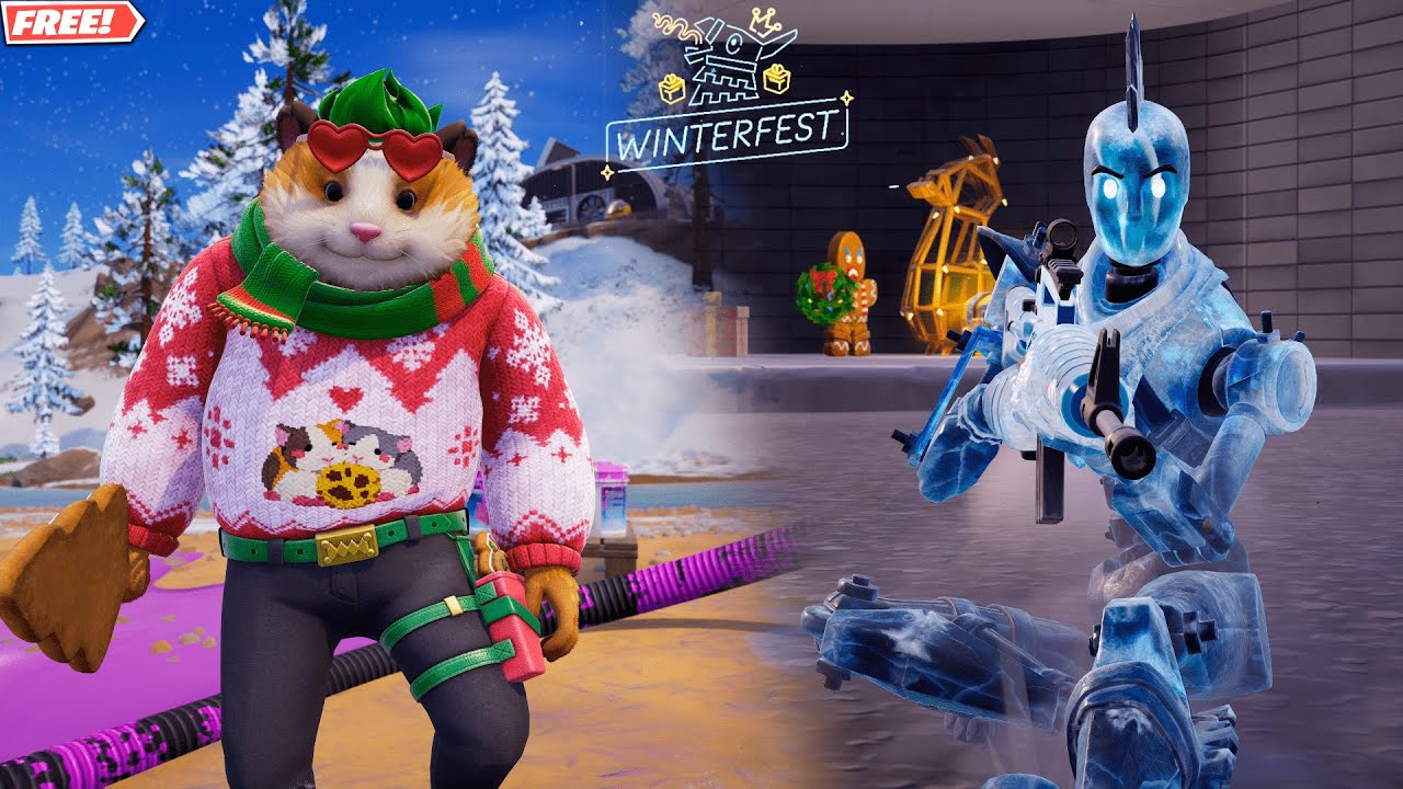 Fortnite FREE Winterfest 2025 Skins GAMEPLAY! 🎁 (Glacial Dummy & Cheeks)