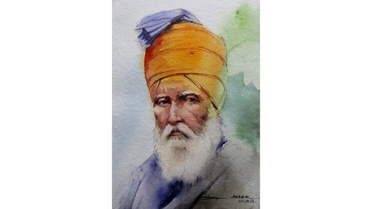 watercolor portrait painting tutorial by sikander singh chandigarh india