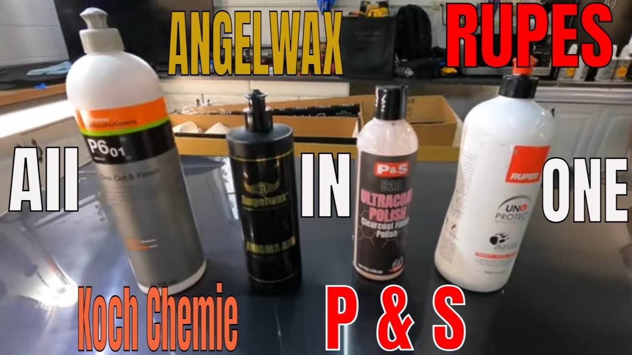 Cut-Finish-Protect! ALL In One Polishes. 4 Way Comparison!! Rupes, P&S, Angelwax, Koch Chemie.
