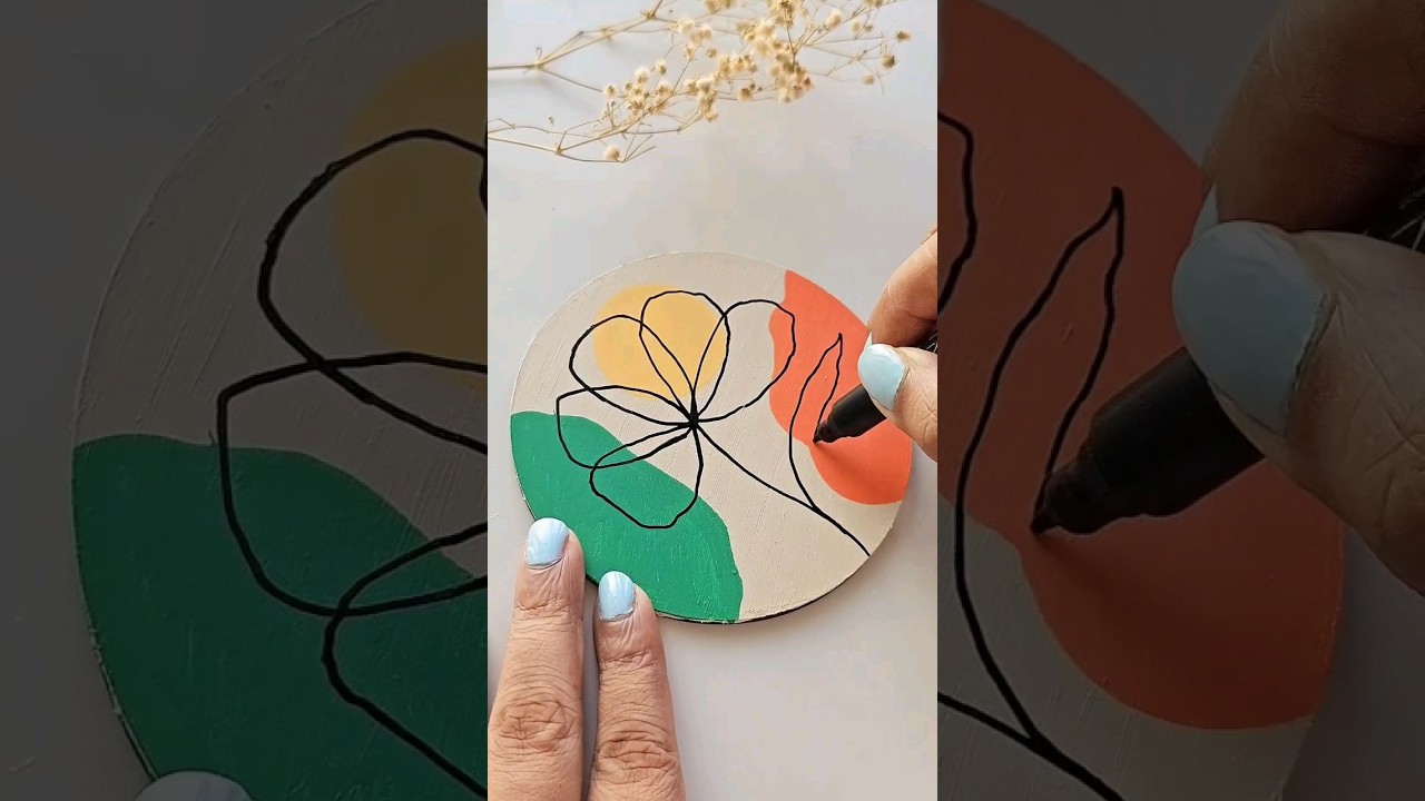 Boho Painting | DIY Easy Coaster Drawing #floralart #satisfyingart #shorts #happiness