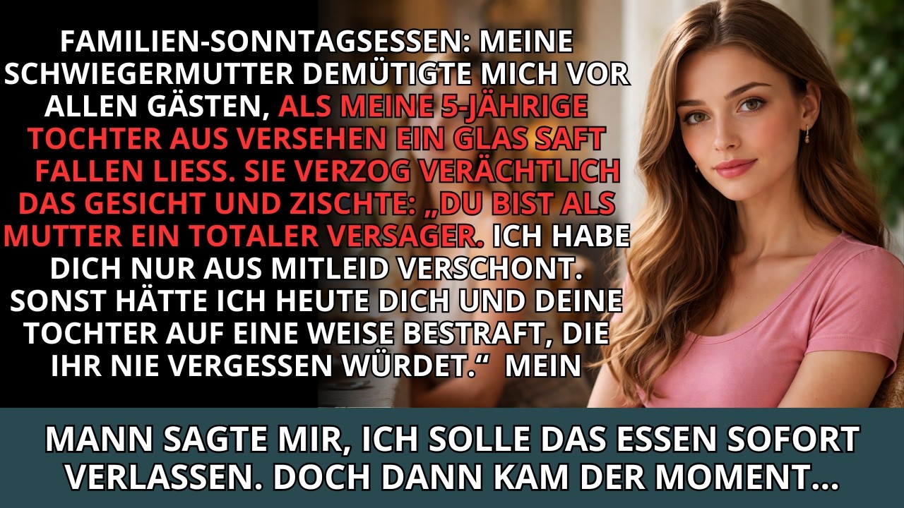Mein Mann lachte, als meine Schwiegermutter mich beim Sonntagsessen mit der Familie DEMÜTIGTE. Do...