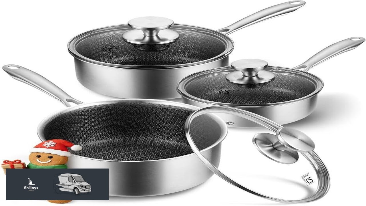 KOCH SYSTEME CS Hybrid Nonstick Stainless Steel Saucepan Set 6 Piece Triply Stainless