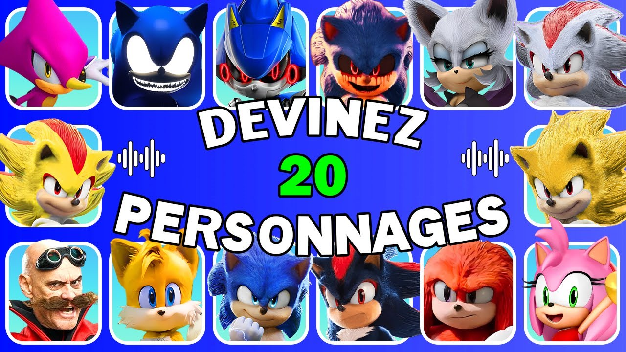 Devinez 20 Personnages De SONIC 3🦔😀Sonic💙Shadow🖤Knuckles❤️Tails💛Sonic The Hedgehog 3 Quiz😍