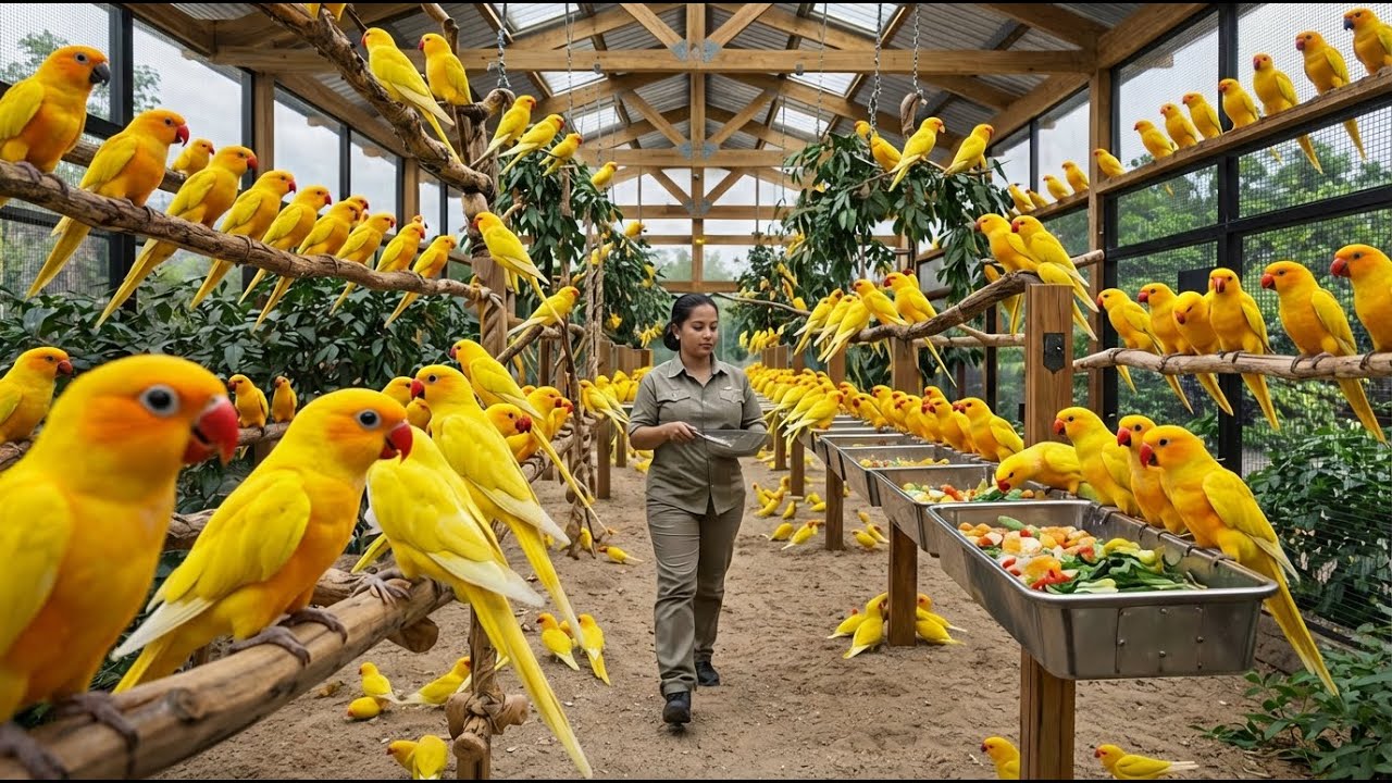 How a Massive Lutino Ringneck Mega Farm Operates – Feeding, Breeding & Advanced Monitoring