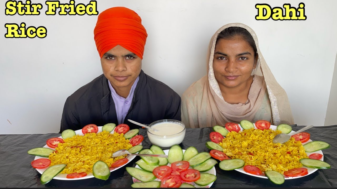 STIR FRIED RICE WITH DAHI EATING CHALLENGE/@Mini California Vlog 