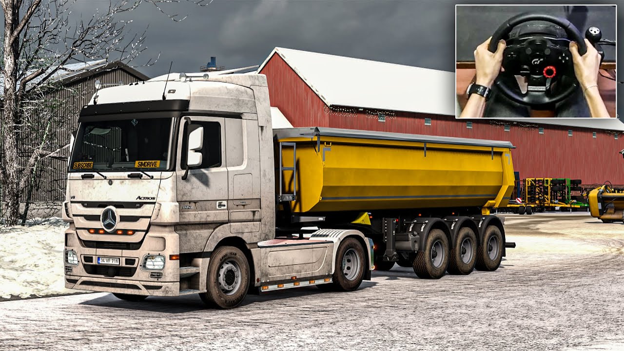 Euro Truck Simulator 2 | Mercedes Axor 1851 Sand Transport on Snowy Nordic Roads