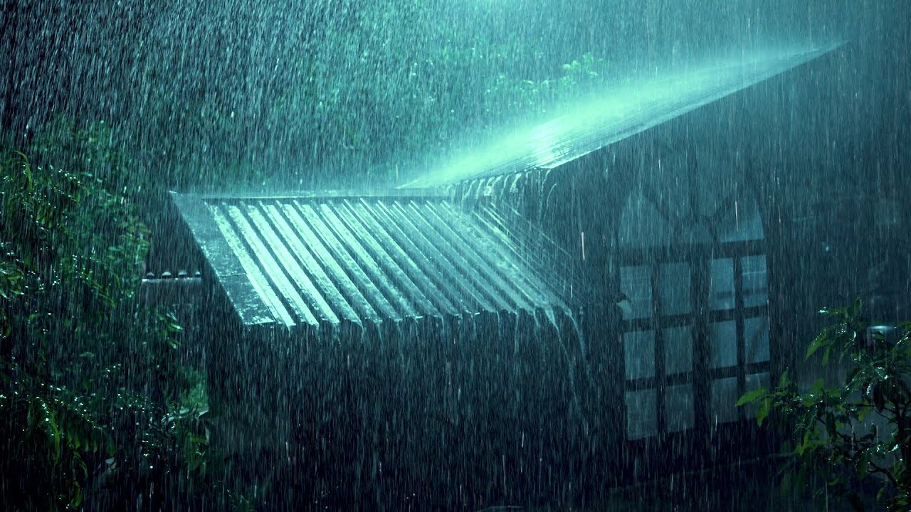 Sleep Hypnosis to Fall into Sleep in 5 Minutes with Heavy Rain & Thunder on Tin Roof at Night
