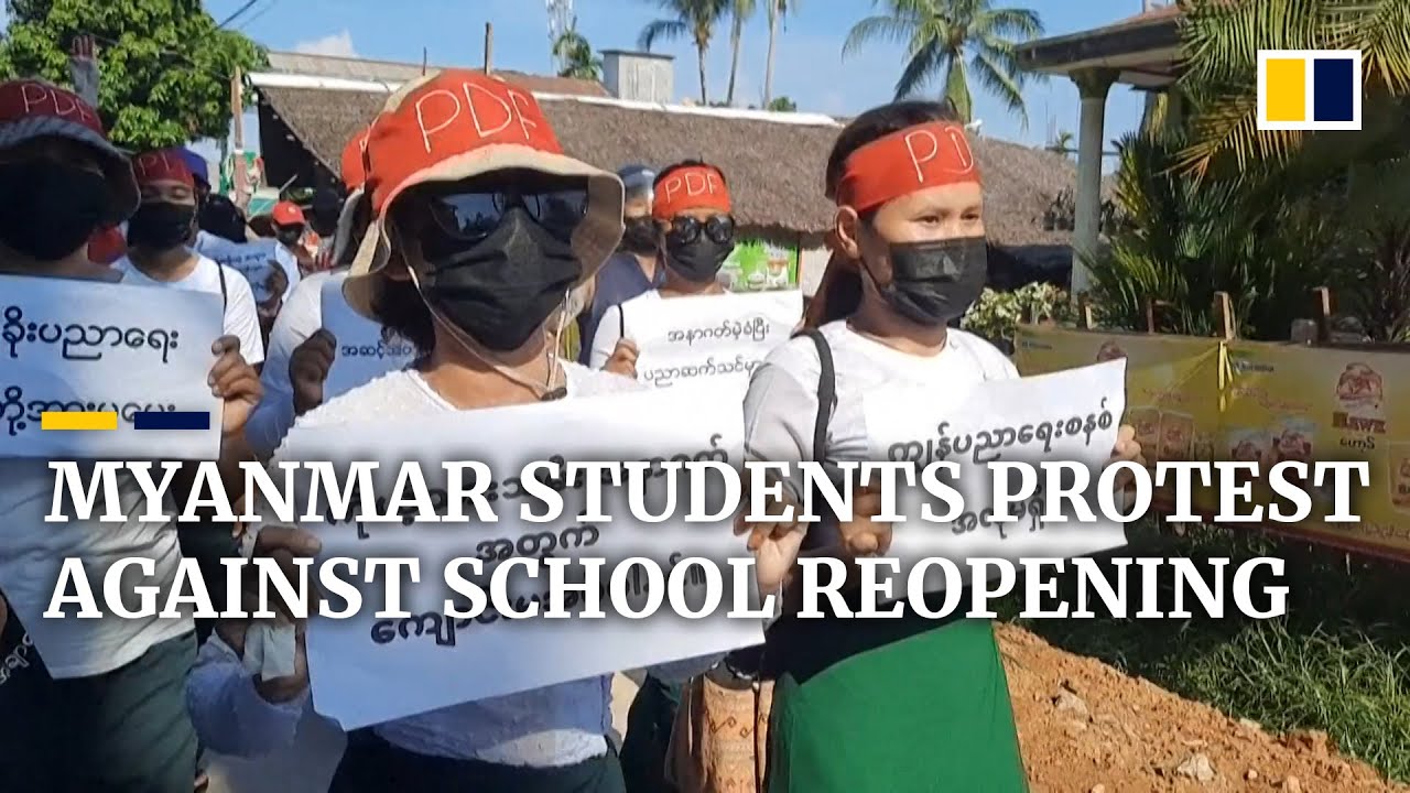 Students protest in Myanmar against junta&rsquo;s order to reopen schools