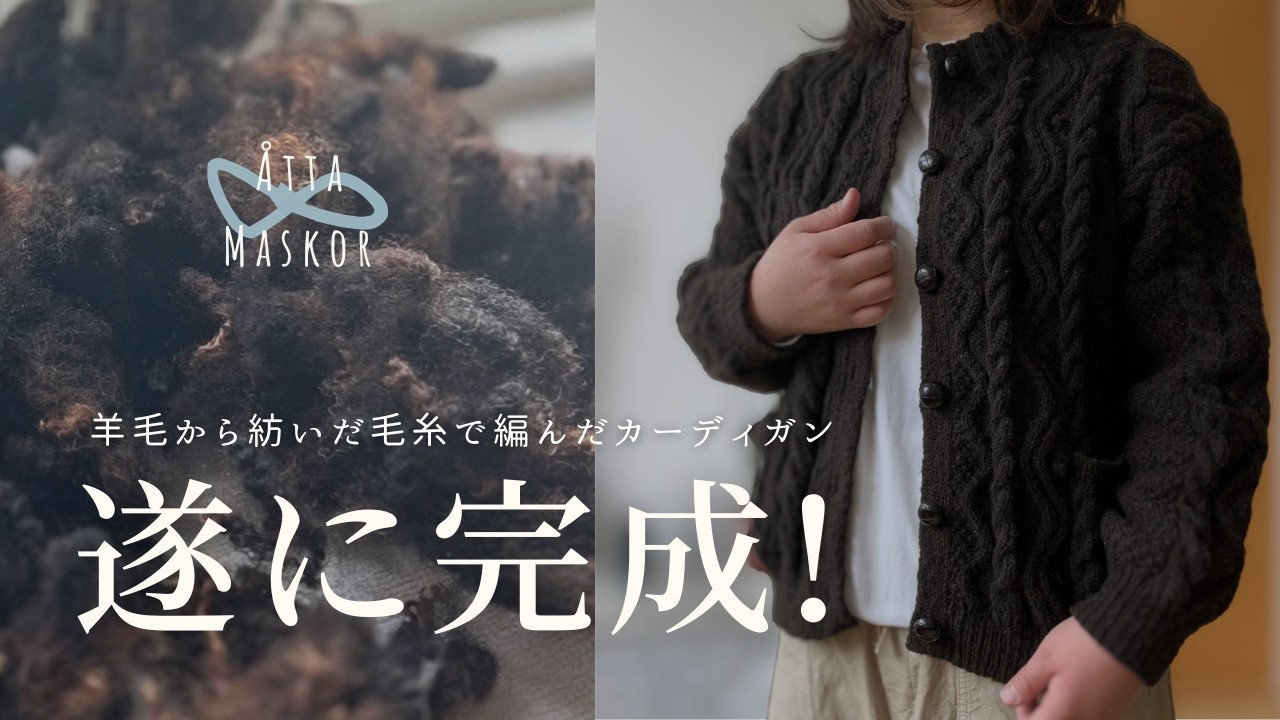 アラン模様のカーディガン完成