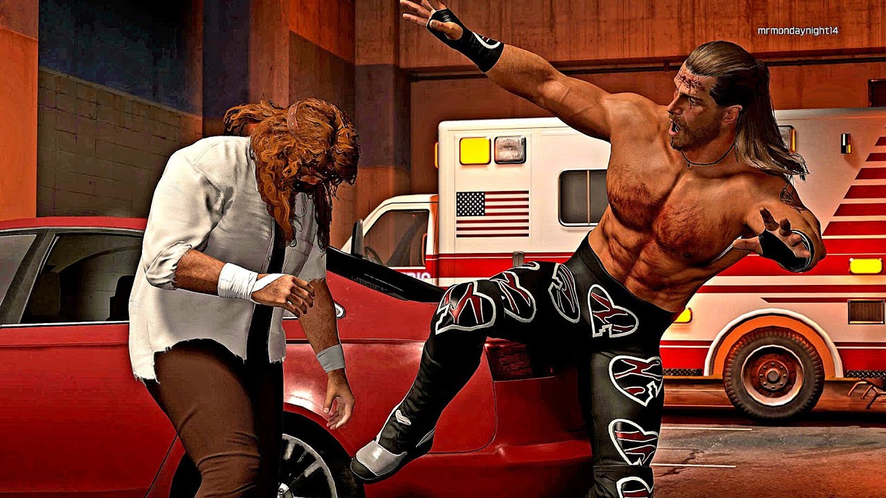 WWE 2K25 SHAWN MICHAELS VS MANKIND PARKING LOT BRAWL WEDNESDAY NIGHT WAR! 