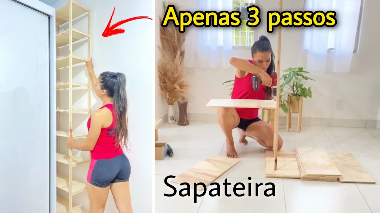 DIY - SAPATEIRA COM APENAS 3 PASSOS | MÓVEL DE MADEIRA.