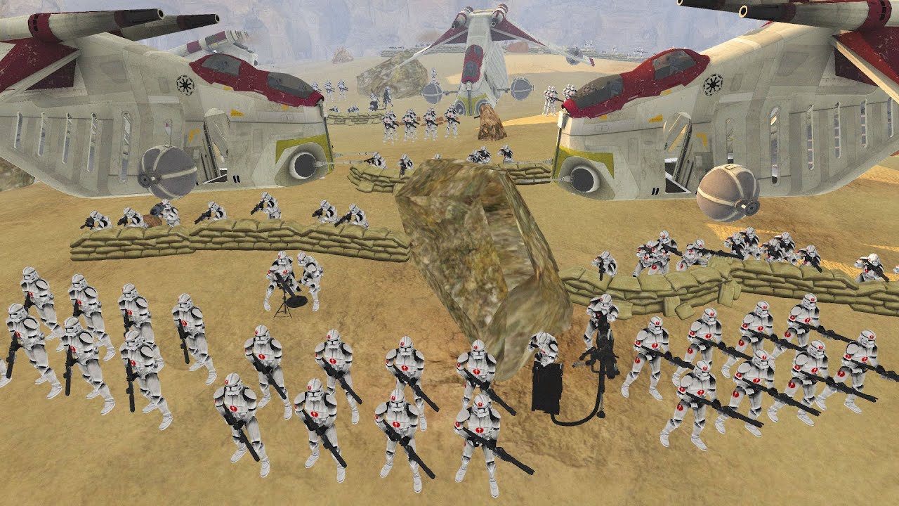 Crashed Clone LAAT GUNSHIP Defense! - Men of War: Star Wars Mod Battle Simulator