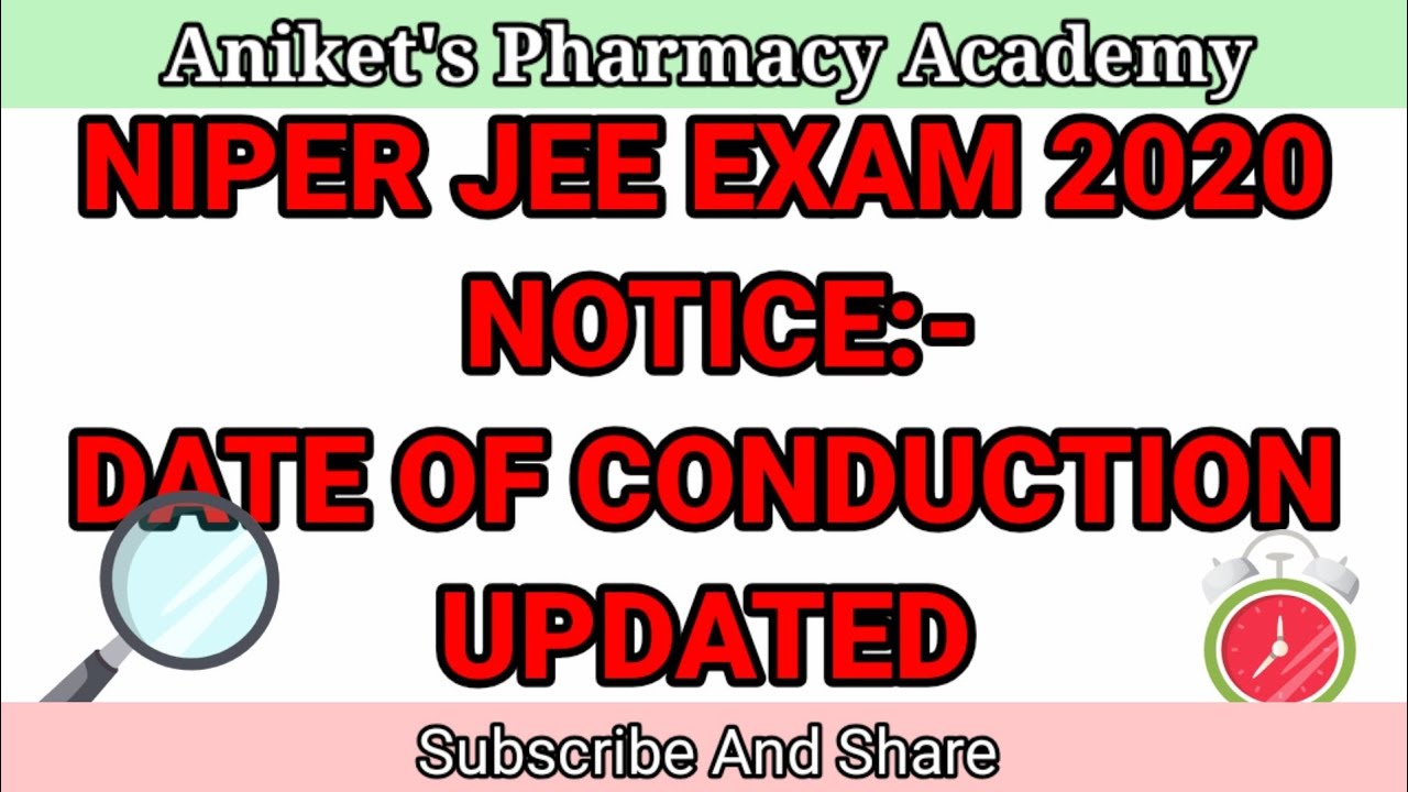 ALERT : NIPER JEE 2020 Exam Date Updated