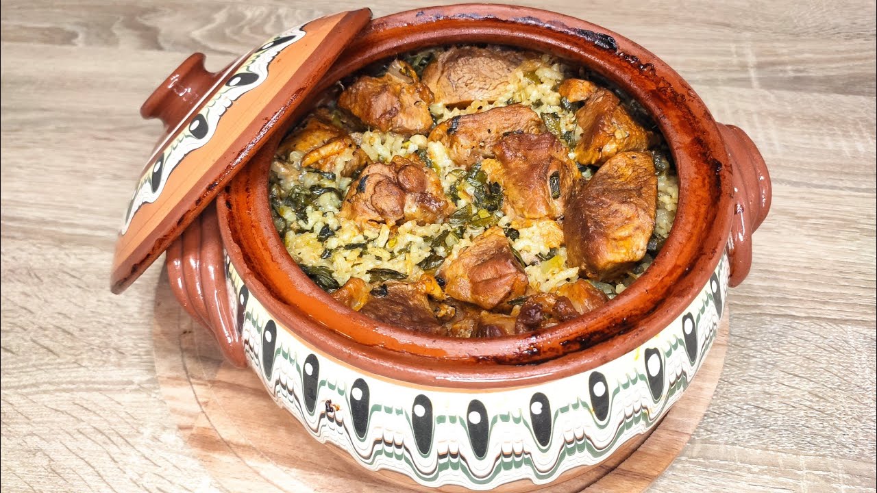 Жаркое из баранины в запеканке с рисом и зеленью