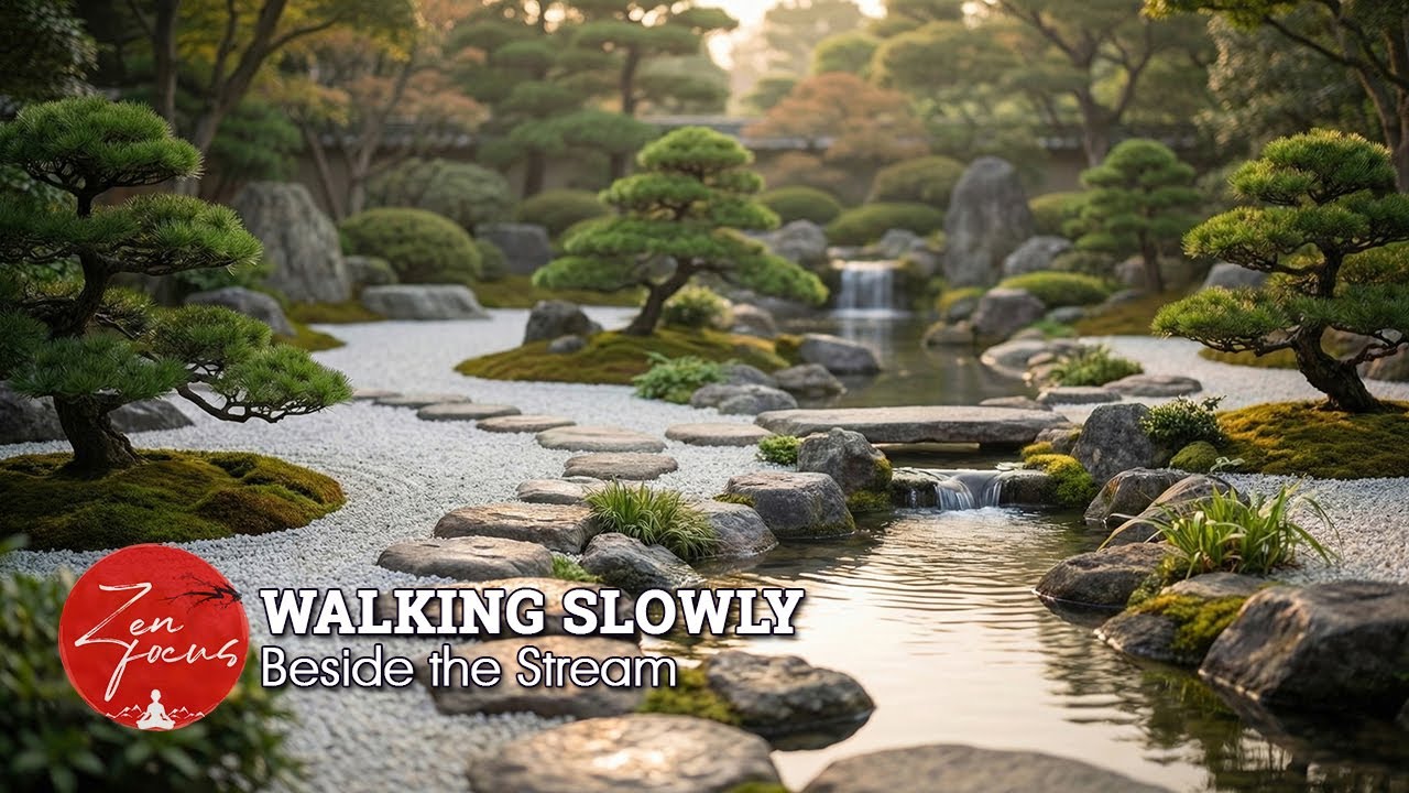 Walking Slowly Beside the Stream · Calm Focus · Zen 1h | Focus & Relax Music for Work, Study
