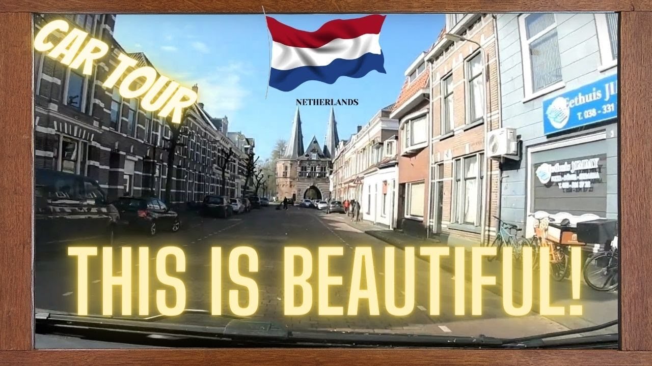 Kampen, The Netherlands, car city tour. Old hanseatic city in Holland.