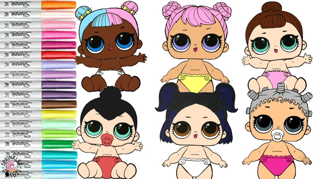 LOL Surprise Dolls Coloring Book Compilation LIL Sisters Opposites Club Dusk Dawn Sugar Spice Fresh