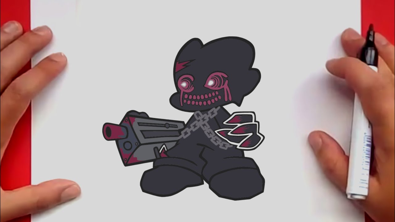 How to draw Corrupted PICO from  Friday Night Funkin