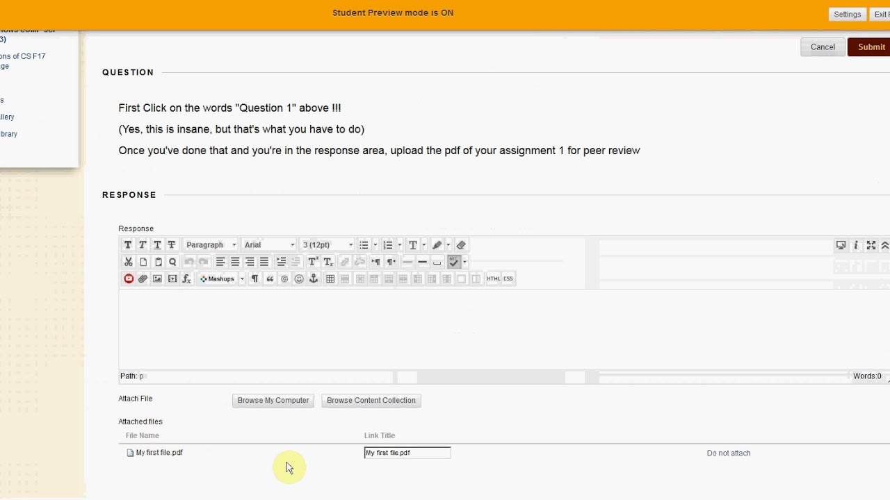 Blackboard Peer Assignment Submission & Resubmission