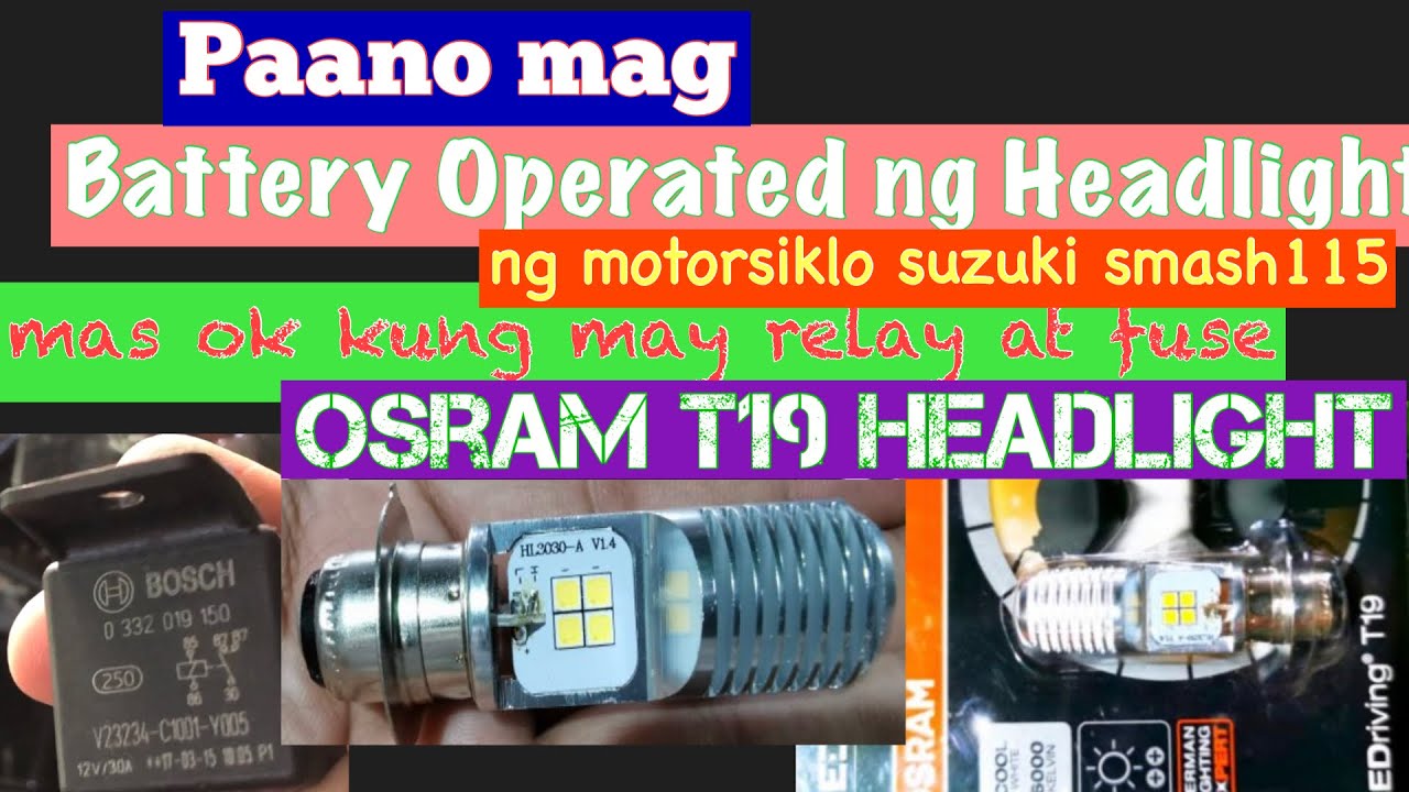 Paano magbattery operated ng headlight with relay suzuki smash