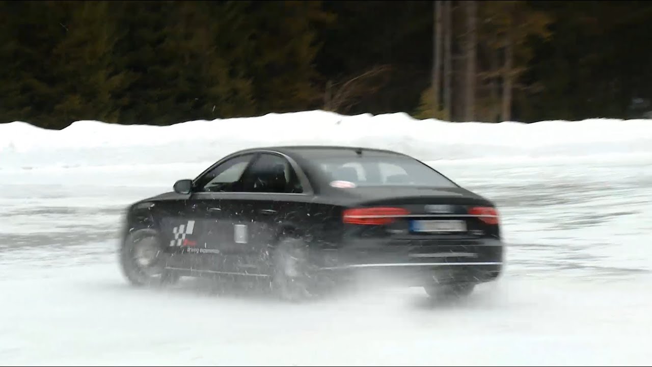 Audi A8 snow donuts drifting on ice 2014 Audi A8 4.0 TFSI review - Autogefühl