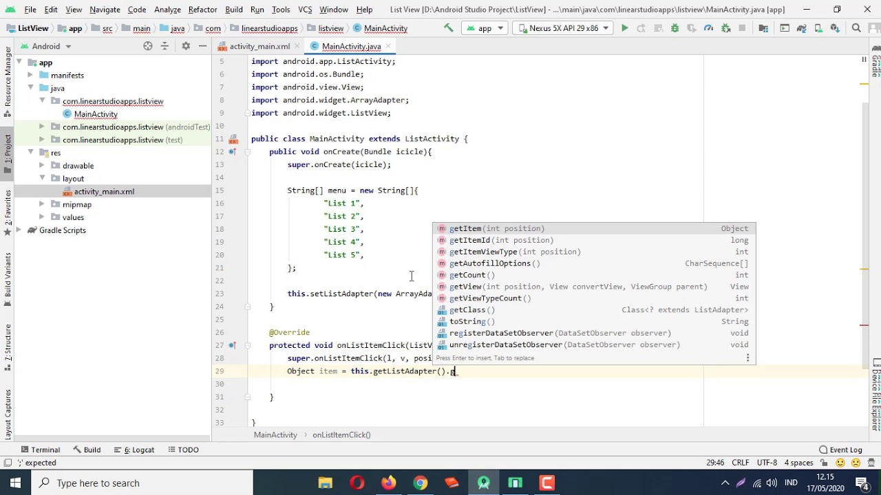 Membuat List View di Android Studio