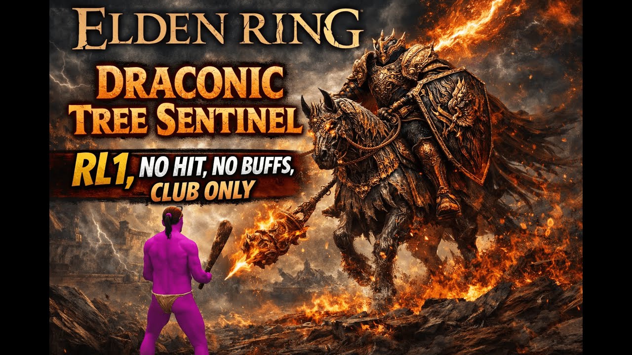 Elden Ring - Draconic Tree Sentinel RL1, no hit, no buffs, club only