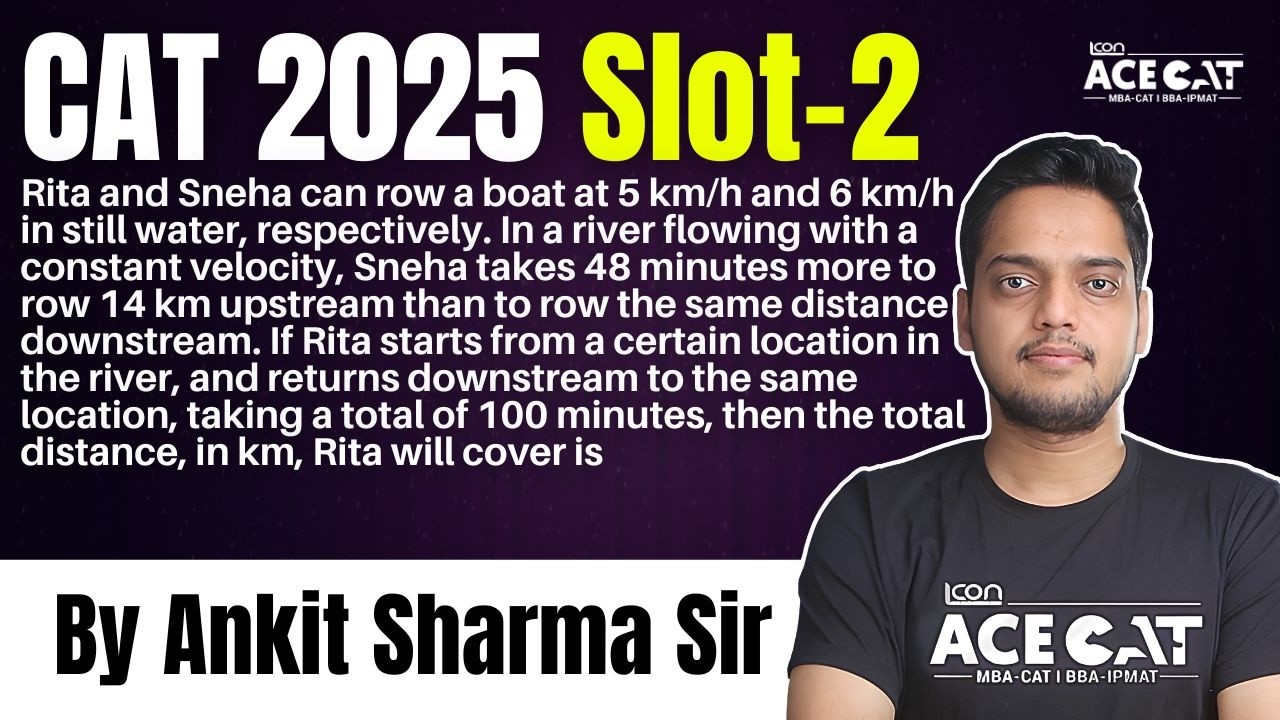 Rita and Sneha can row a boat at 5 km/h and 6 km/h in still water, respectively. #cat2026 #CATPYQs