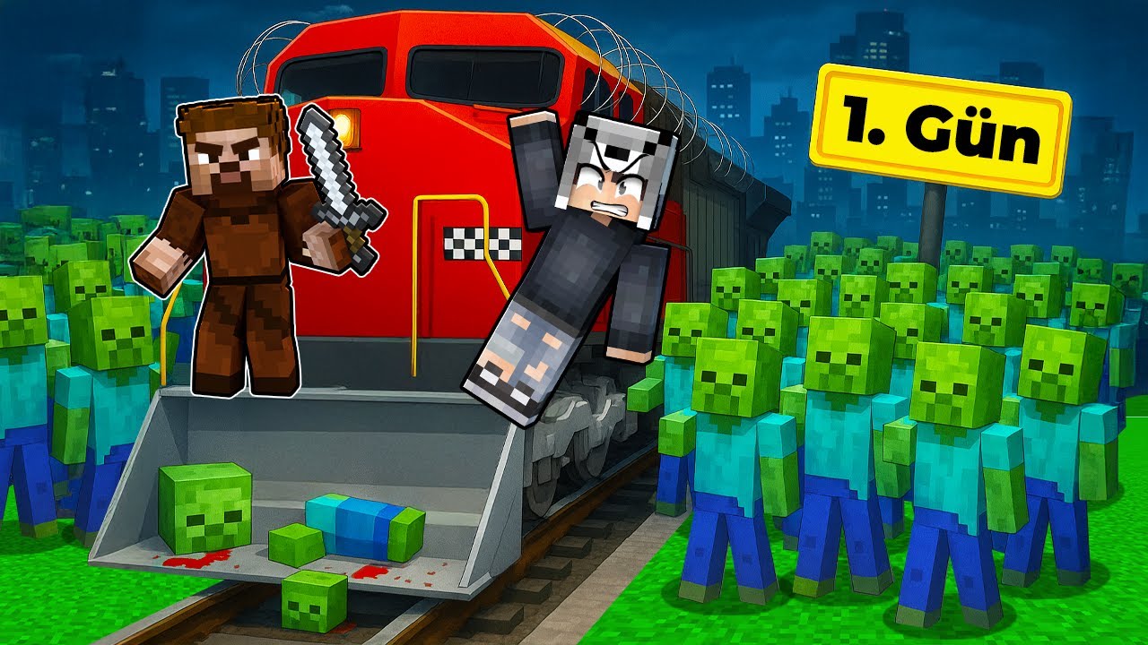 100 GÜN TRENDE ZOMBİ KIYAMETİNDE YAŞAMAK 😱 - Minecraft Dead Rails