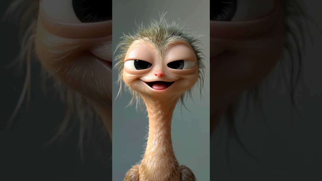 Funny Cute Bird | Big Eyes Character Closing Eyes & Showing Tongue | Pixar-Style Animation