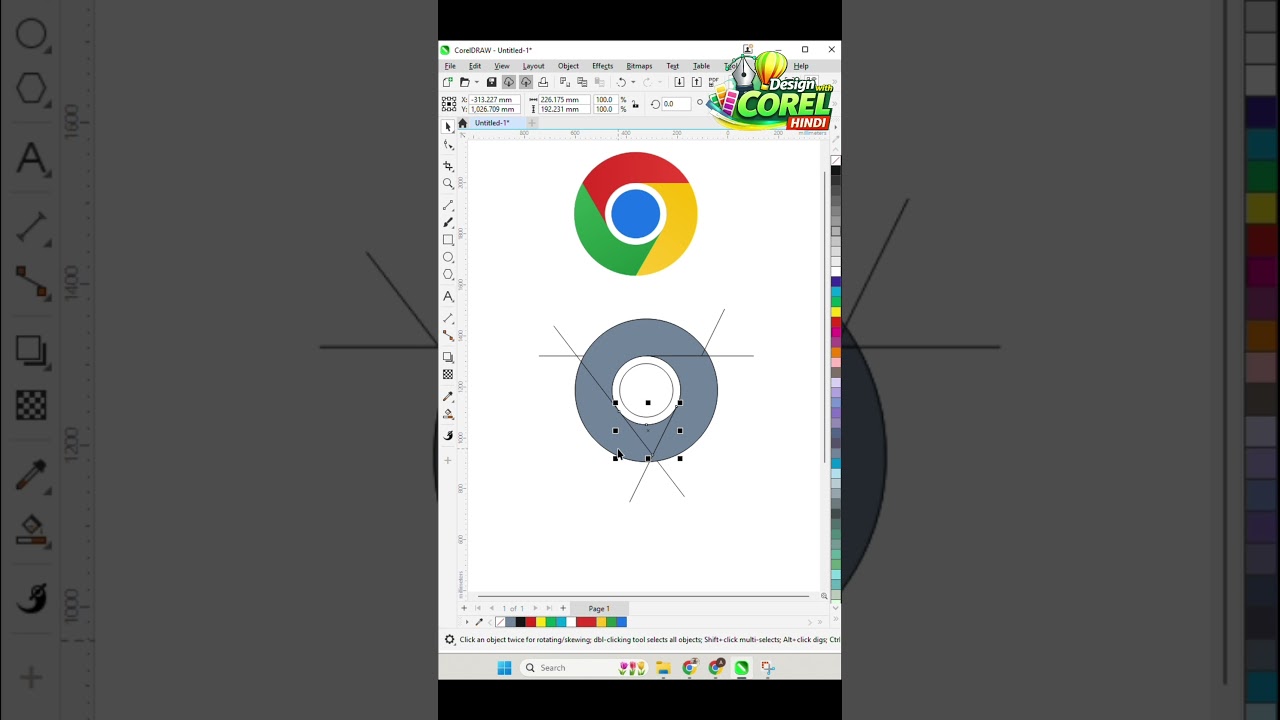 Google Chrome Logo Design CorelDRAW 2024 में कैसे बनाएं? | Design with Coral Hindi 