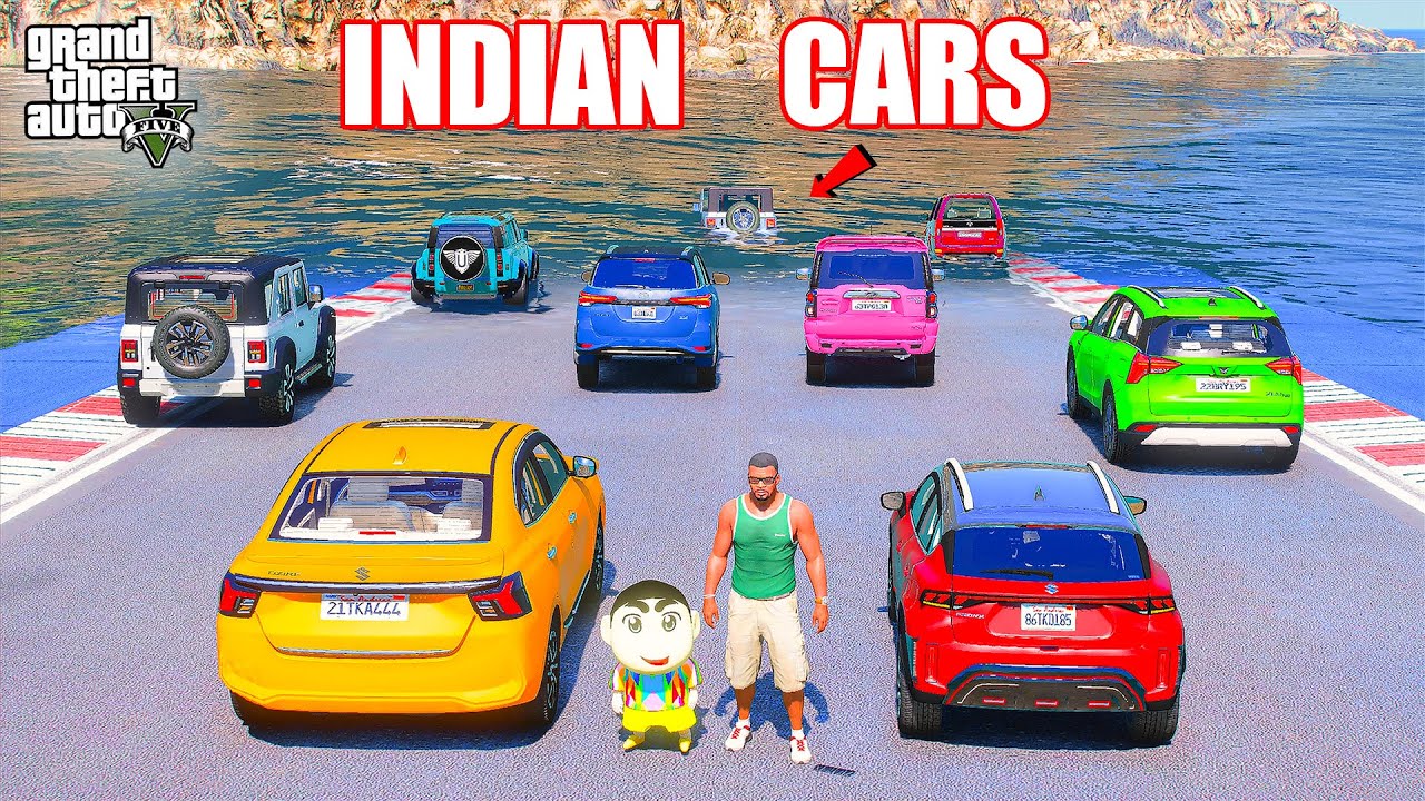 Franklin & Shinchan tried Crazy Water Challenge With Indian Cars in GTA 5
