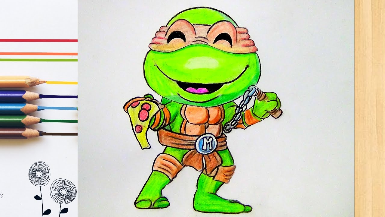 How to Draw Michelangelo from Teenage Mutant Ninja Turtles 🐢🎨 : Easy Step-by-Step Tutorial