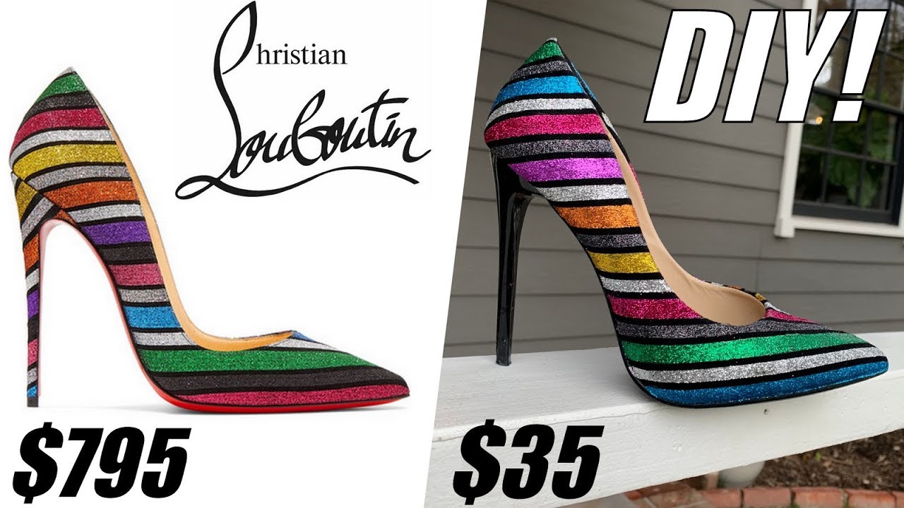 DIY: How To Make Christian Louboutin Rainbow GLITTER Heels!! - By Orly Shani