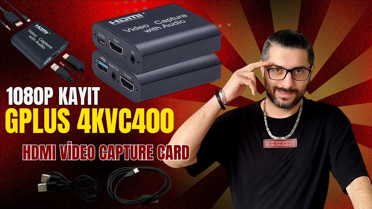 Gplus 4KVC400 HDMI Video Capture Card | Kutu A&ccedil;ılımı ve Bilgisayar Bağlantısı 1080P Kayıt