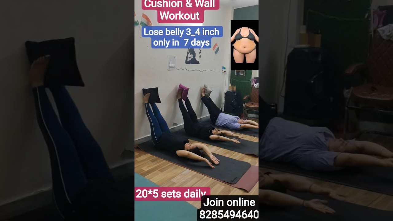 CUSHION & WALL EXERCISE #shorts #shortsvideo #bellyfat #excercise #trending #motivation #yt2025