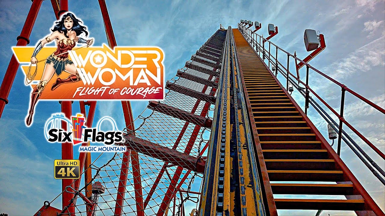 Oct 2024 Wonder Woman Flight of Courage On Ride Front Seat 4K POV Six Flags Magic Mountain