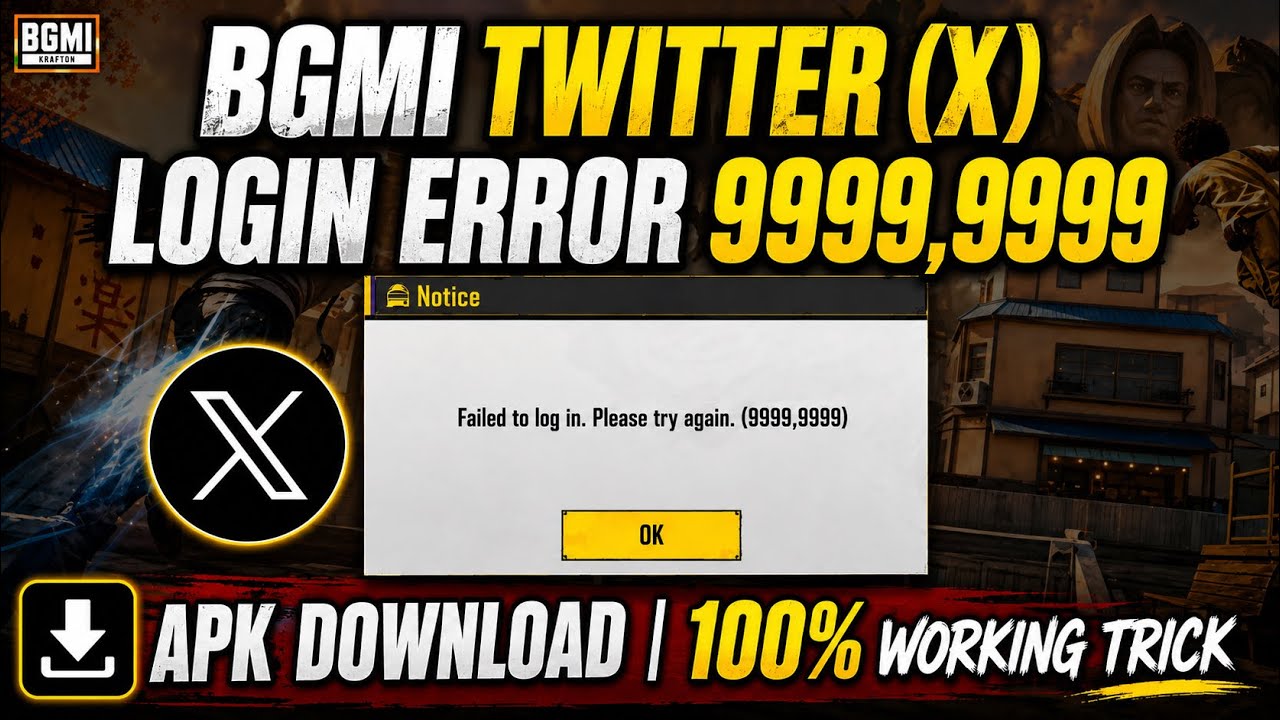 BGMI New Update 4.5 Twitter (X) Login Error 9999,9999 FIX 🔥 How to login BGMI with Twitter 😢
