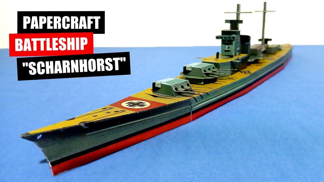 How to make a ship model, papercraft battleship Scharnhorst, tutorial