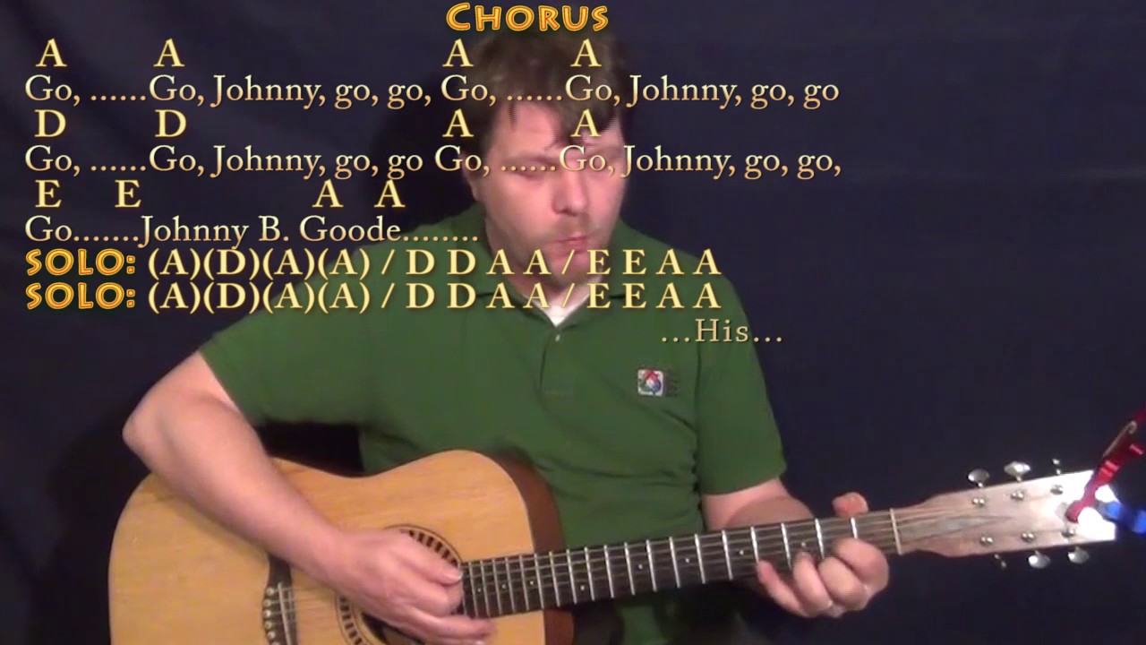Johnny B. Goode (Chuck Berry) Strum Guitar Cover Lesson in A with Chords/Lyrics