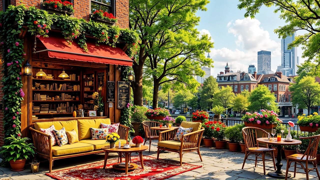 Mellow Spring Jazz 🌺🌻Morning Coffee Shop Ambience for Study & Work ~ Soft Jazz Music🌿