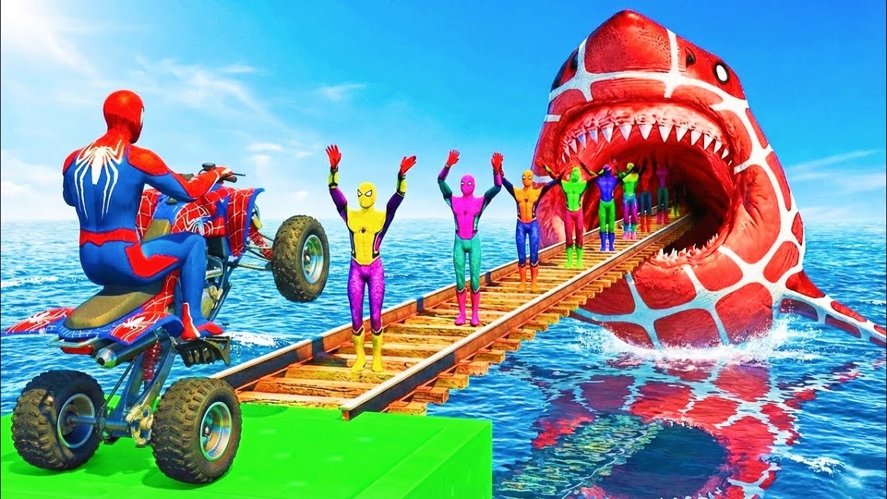GTA V Spider-Man Cars Monster Trucks Mega Ramp Challenge | Superheroes Hulk Ironman Superman Racing