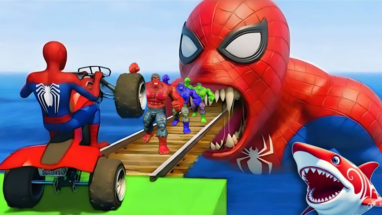 SPIDER MAN against TUNG TUNG TUNG SAHUR on Motorcycle in RAINBOW SPIDERS BRIDGE GTA MULTIVERSE