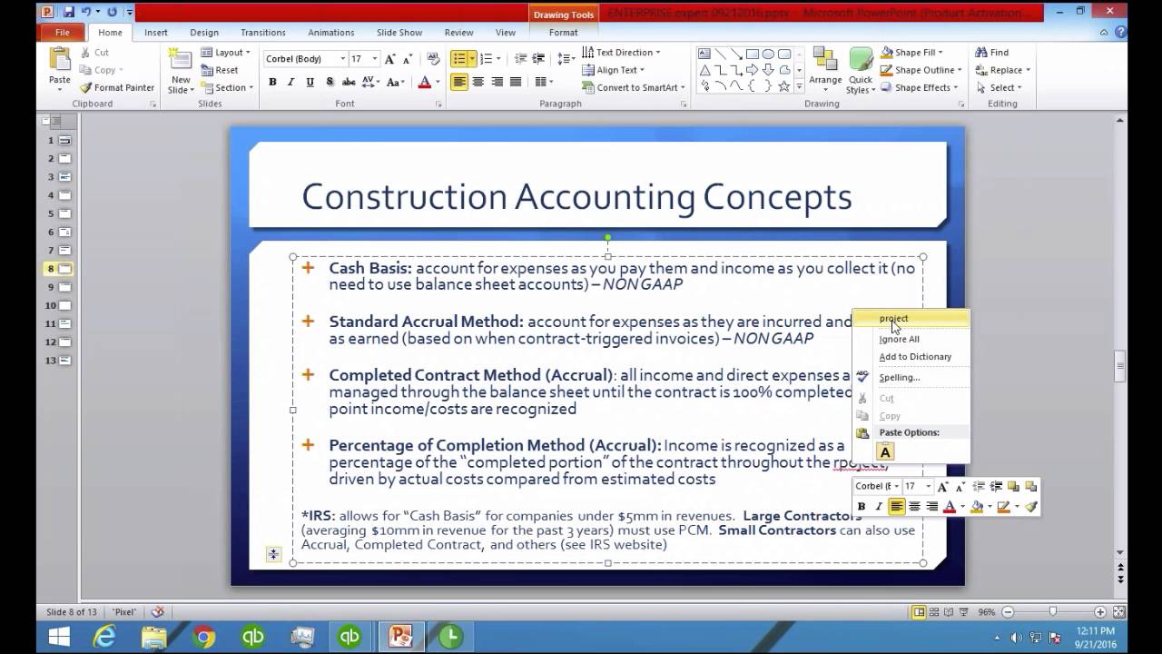 QuickBooks Desktop/Enterprise for Construction & Contractors