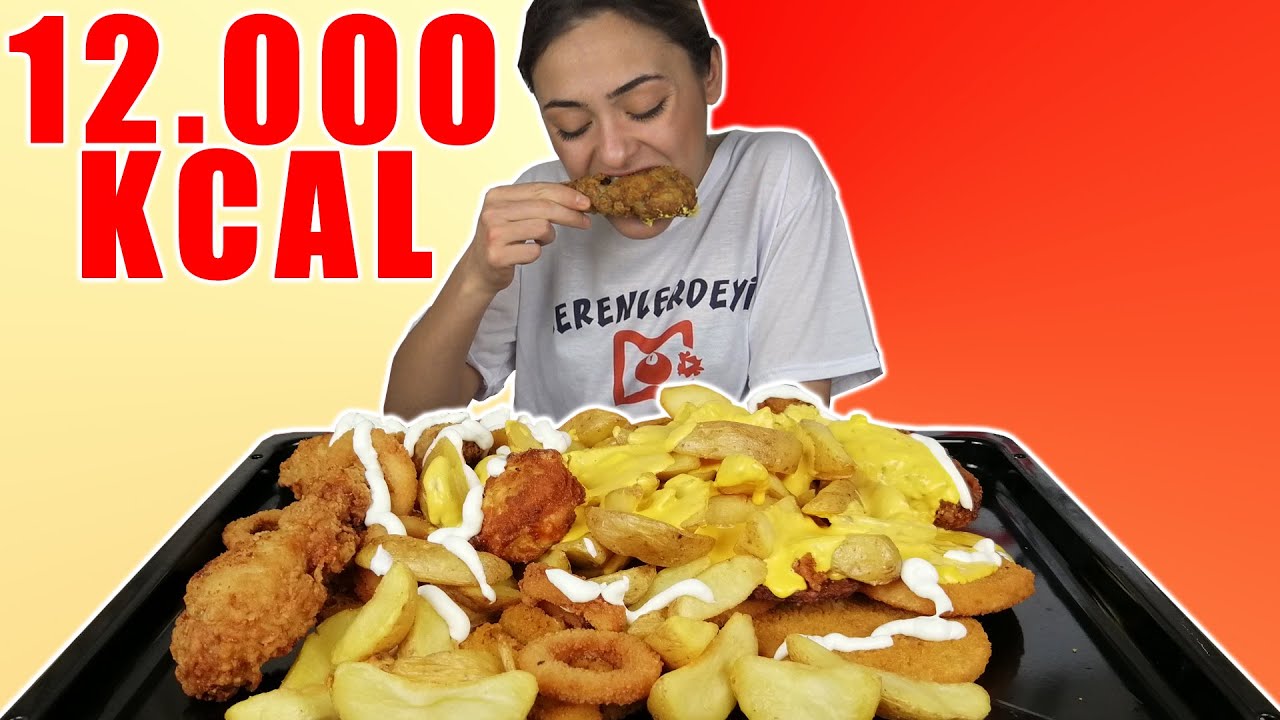 KIZARTMA FAST FOOD MIX CHALLENGE!-(Çıtır but,patates,kızarmış yumurta,fish finger,soğan halkası vs.)