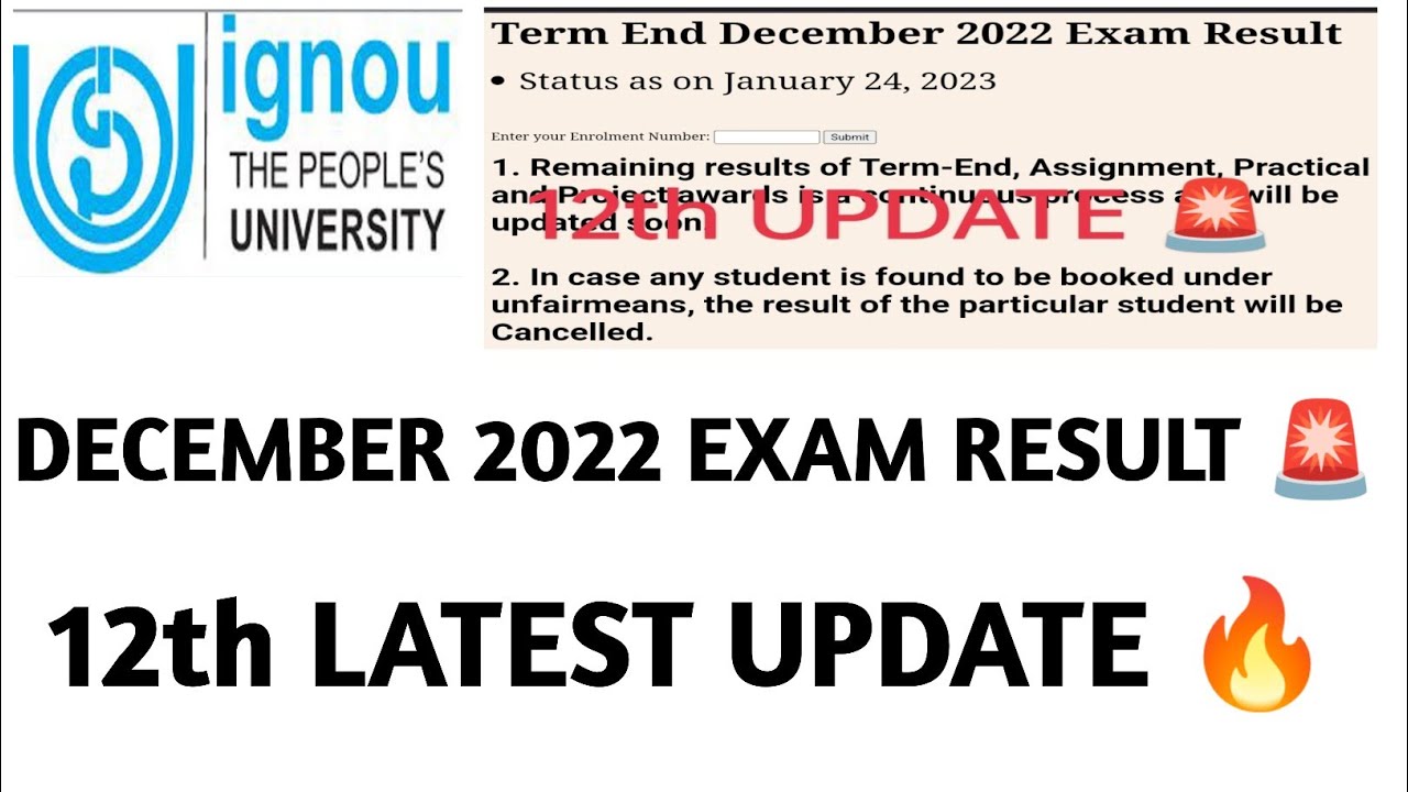 IGNOU 12TH UPDATE DECEMBER 2022 EXAM RESULT GRADE CARD