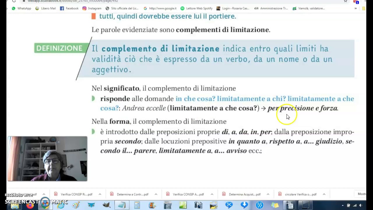compl.vantaggio, svantaggio, limitazione
