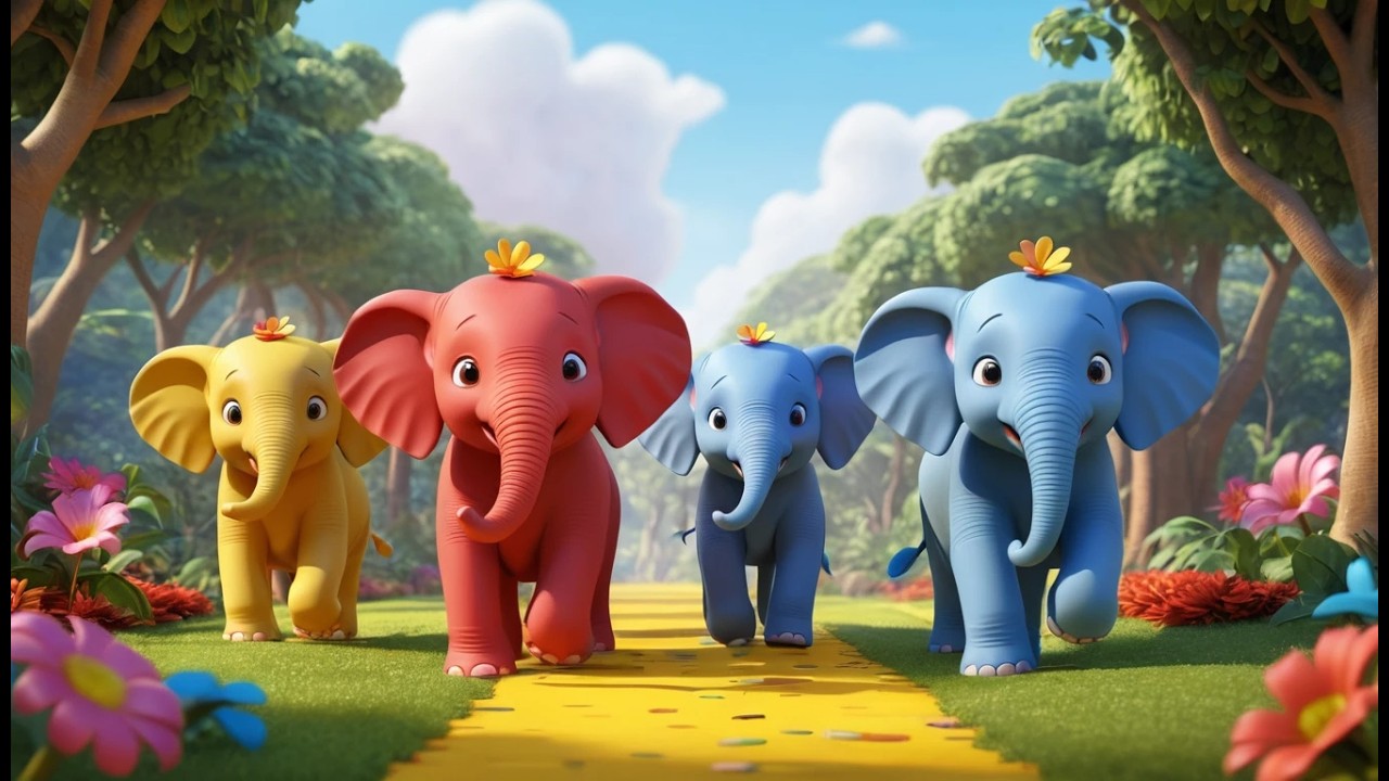 Три маленьких игрушечных слоника топают, топают, топают | Песенка для детей про ходьбу и счет