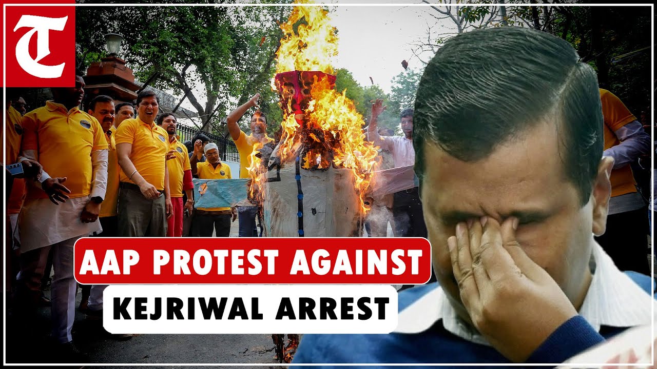 AAP leaders and workers protest in Delhi against Arvind Kejriwal's arrest